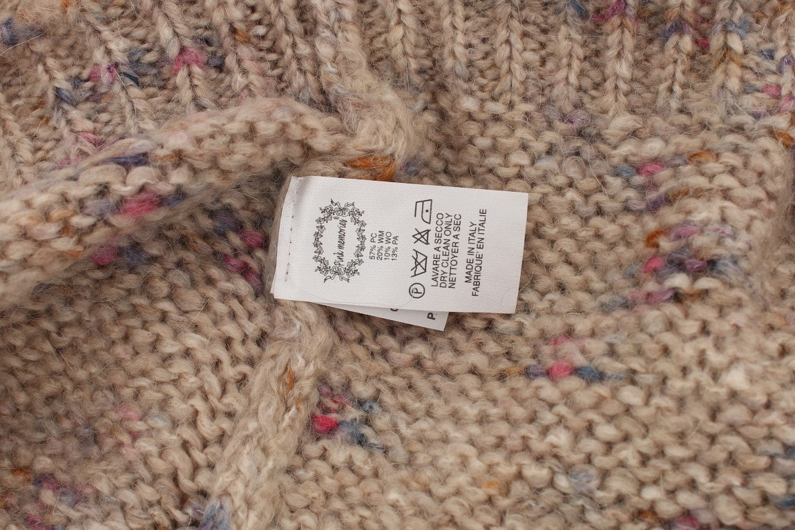Pull oversize en tricot beige en mélange de laine PINK MEMORIES