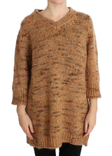 PINK MEMORIES Pull oversize en tricot, mélange de laine, couleur marron