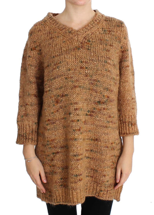 PINK MEMORIES Pull oversize en tricot, mélange de laine, couleur marron
