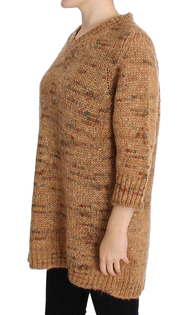 PINK MEMORIES Pull oversize en tricot, mélange de laine, couleur marron