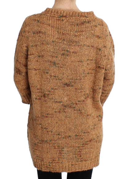 PINK MEMORIES Pull oversize en tricot, mélange de laine, couleur marron