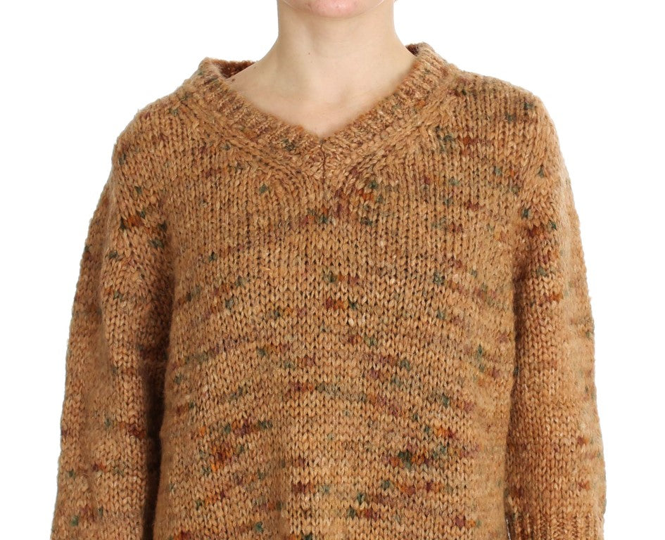 PINK MEMORIES Pull oversize en tricot, mélange de laine, couleur marron