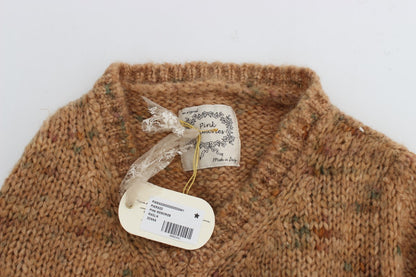 PINK MEMORIES Pull oversize en tricot, mélange de laine, couleur marron