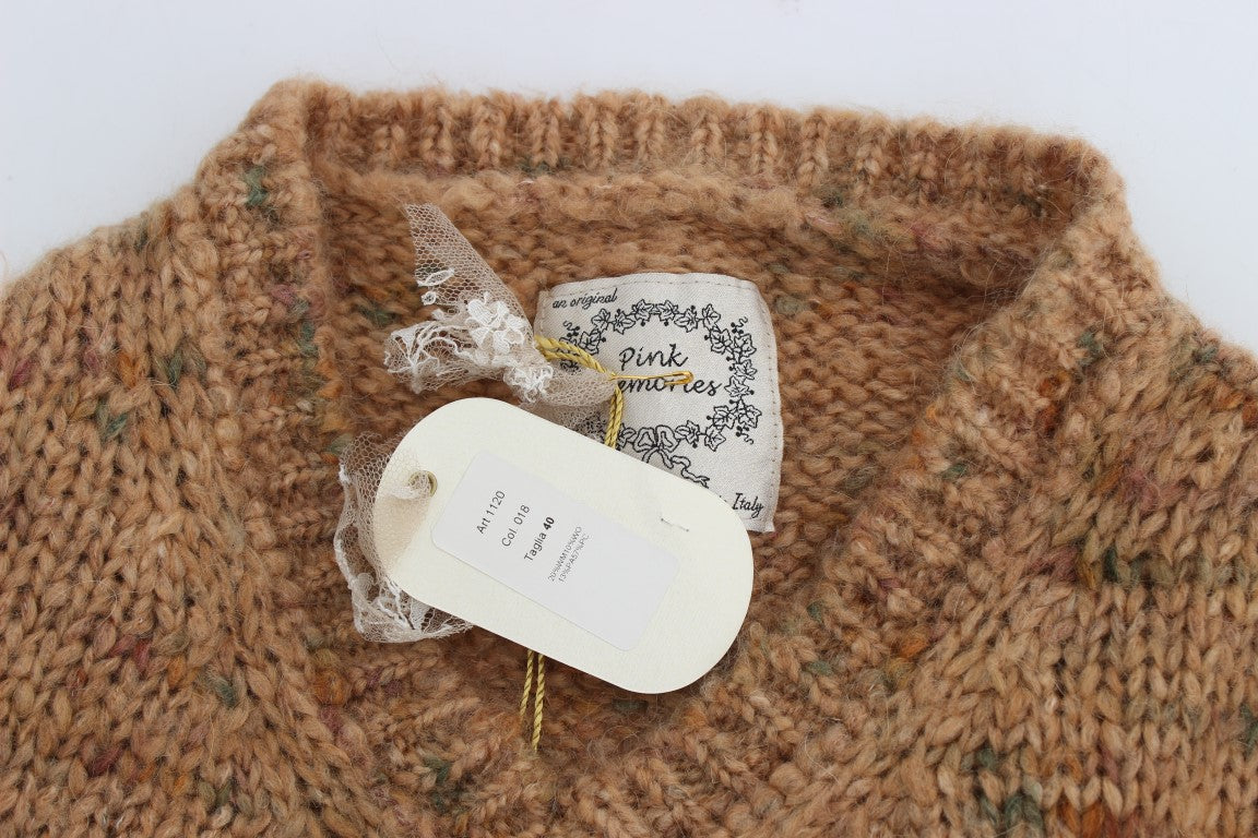 PINK MEMORIES Pull oversize en tricot, mélange de laine, couleur marron
