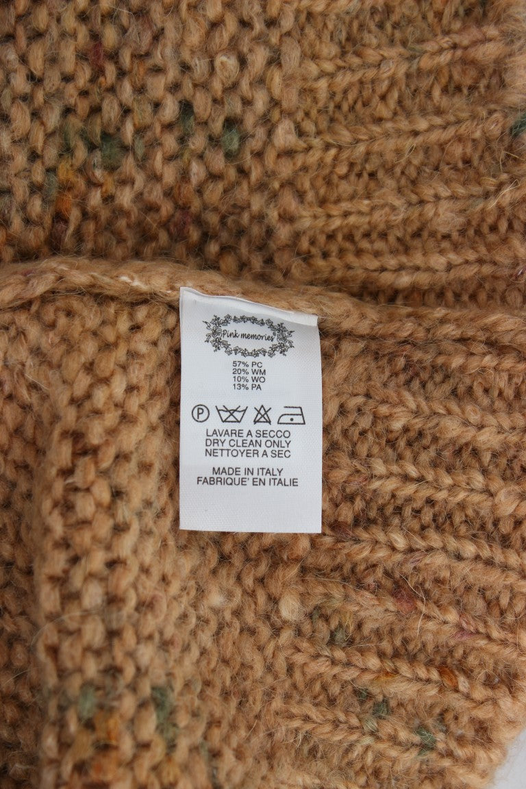 PINK MEMORIES Brown Wool Blend Knitted Oversize Sweater