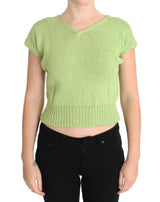 Pull en coton mélangé à mailles vertes PINK MEMORIES