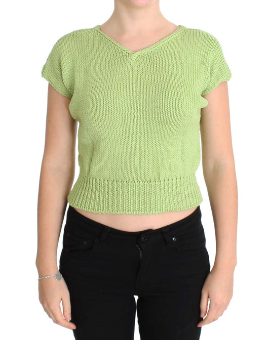 Pull en coton mélangé à mailles vertes PINK MEMORIES