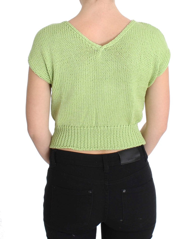 Pull en coton mélangé à mailles vertes PINK MEMORIES