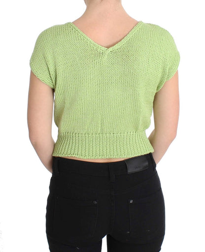 Pull en coton mélangé à mailles vertes PINK MEMORIES
