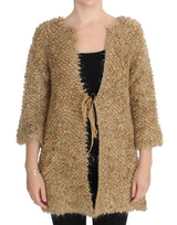 PINK MEMORIES Pull-cape en mélange de laine beige