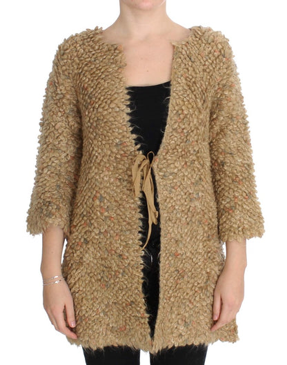 PINK MEMORIES Pull-cape en mélange de laine beige