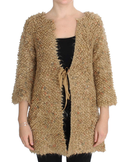 PINK MEMORIES Pull-cape en mélange de laine beige