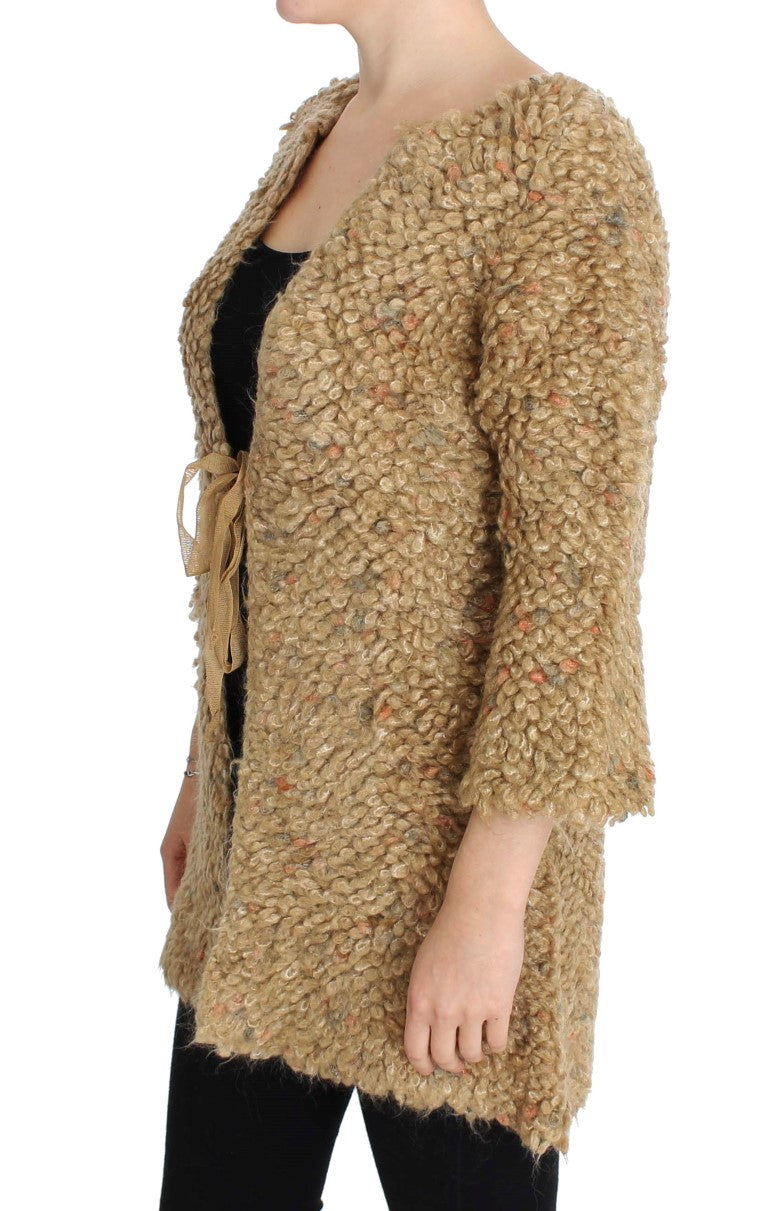 PINK MEMORIES Pull-cape en mélange de laine beige