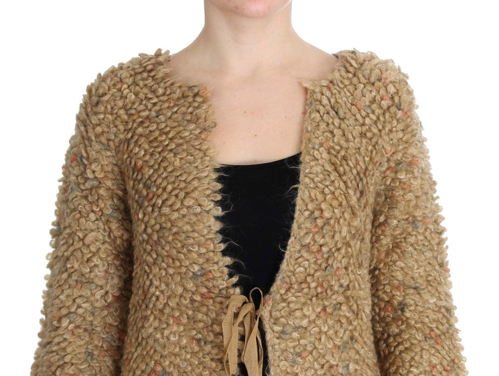 PINK MEMORIES Pull-cape en mélange de laine beige