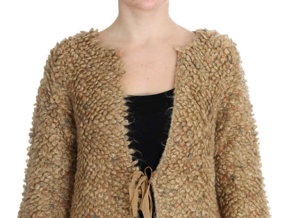PINK MEMORIES Pull-cape en mélange de laine beige