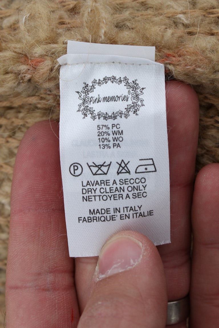 PINK MEMORIES Pull-cape en mélange de laine beige