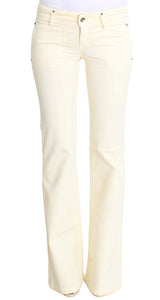 Costume National - Jean flare en coton blanc extensible