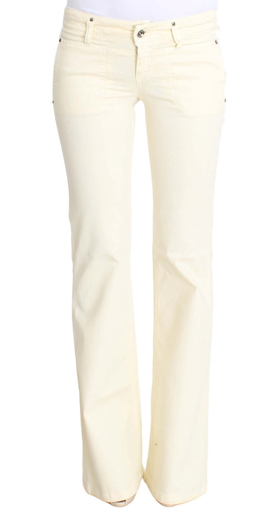 Costume National - Jean flare en coton blanc extensible