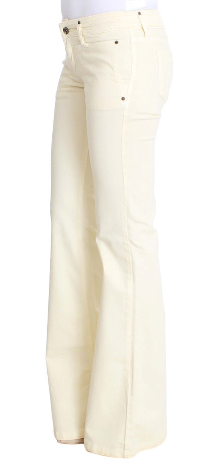 Costume National - Jean flare en coton blanc extensible