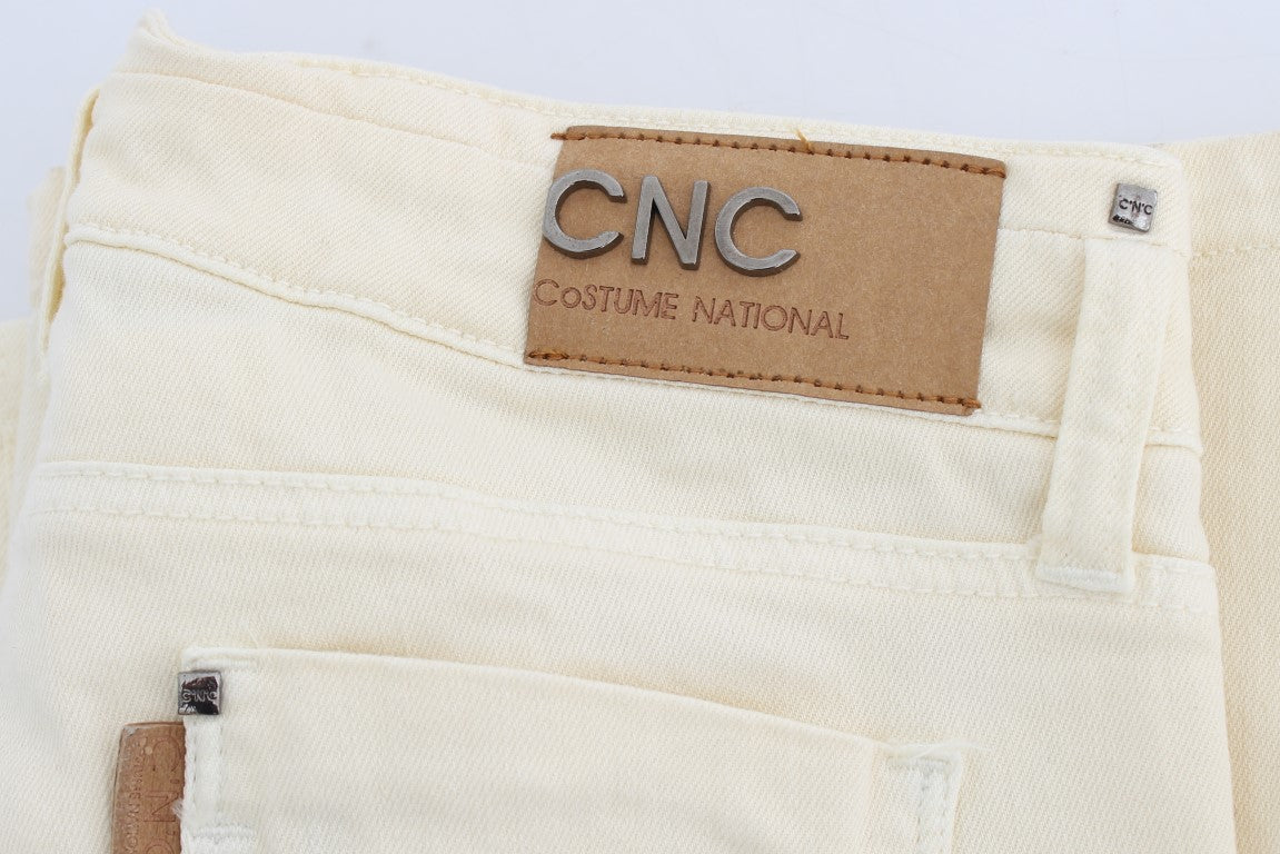 Costume National - Jean flare en coton blanc extensible