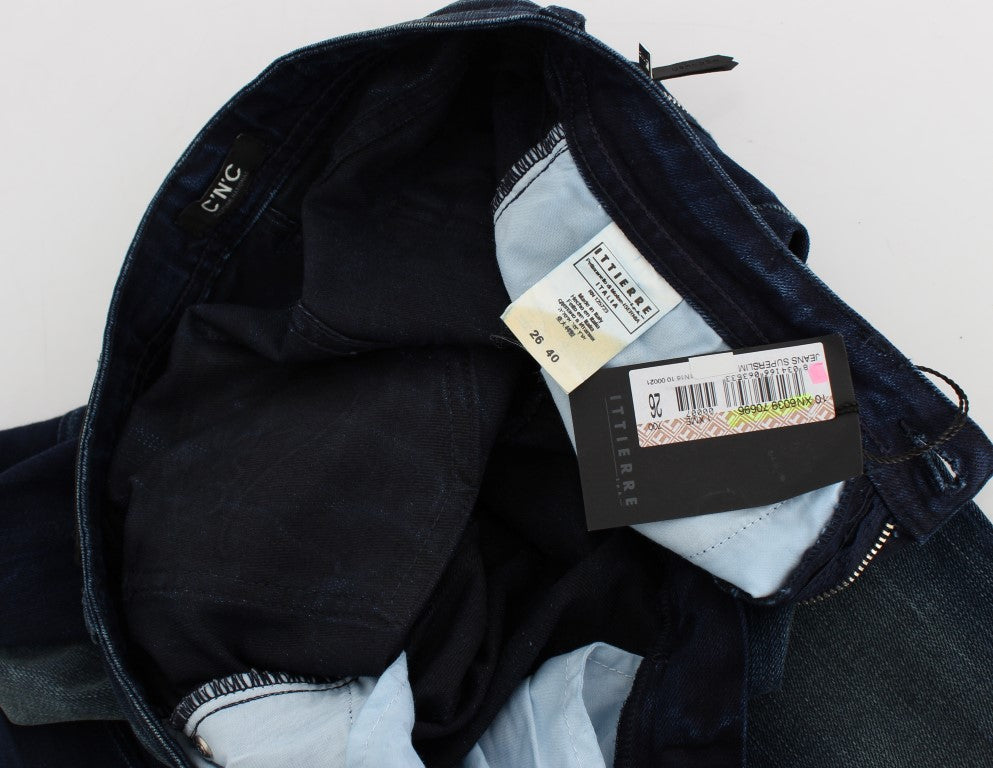 Costume National - Jeans skinny slim en coton bleu lavé