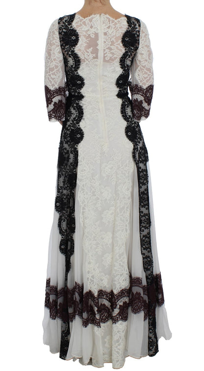 Robe longue en dentelle blanche à motifs floraux de Dolce & Gabbana