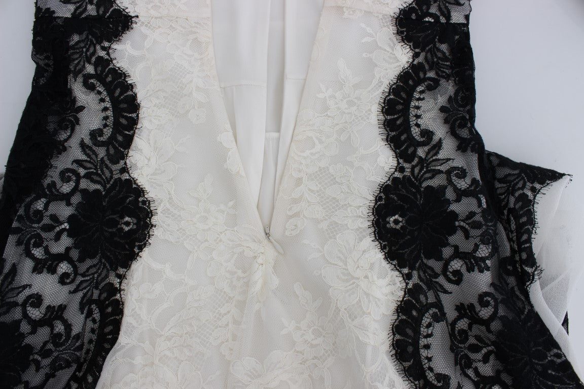 Robe longue en dentelle blanche à motifs floraux de Dolce & Gabbana