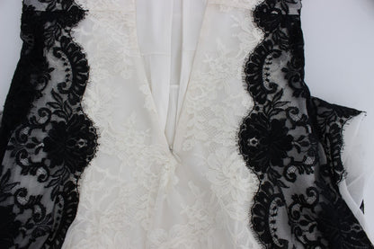 Robe longue en dentelle blanche à motifs floraux de Dolce & Gabbana