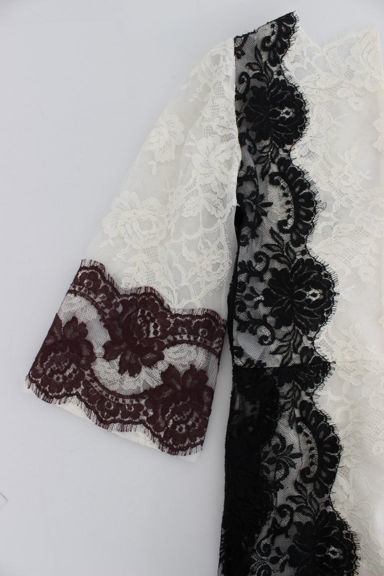Robe longue en dentelle blanche à motifs floraux de Dolce & Gabbana
