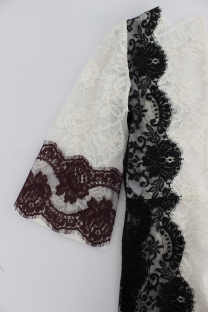 Robe longue en dentelle blanche à motifs floraux de Dolce & Gabbana