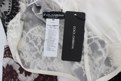 Robe longue en dentelle blanche à motifs floraux de Dolce & Gabbana