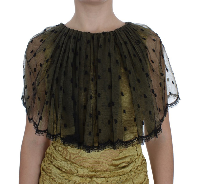 Dolce & Gabbana Yellow Black Floral Lace Ricamo Gown Dress