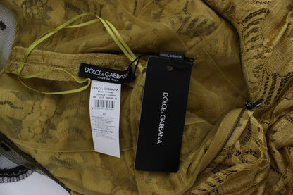 Robe Dolce & Gabbana Ricamo en dentelle fleurie jaune et noire
