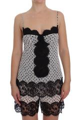 Haut babydoll en dentelle de soie noire Dolce &amp; Gabbana