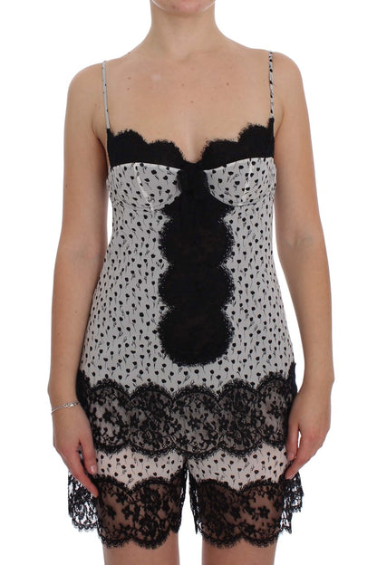 Haut babydoll en dentelle de soie noire Dolce & Gabbana