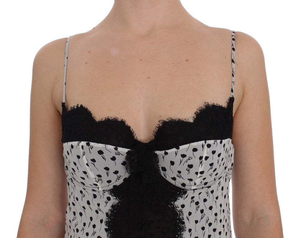 Haut babydoll en dentelle de soie noire Dolce & Gabbana