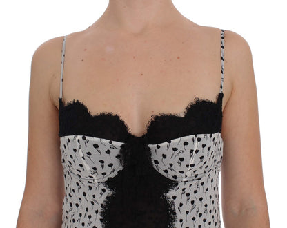 Haut babydoll en dentelle de soie noire Dolce & Gabbana