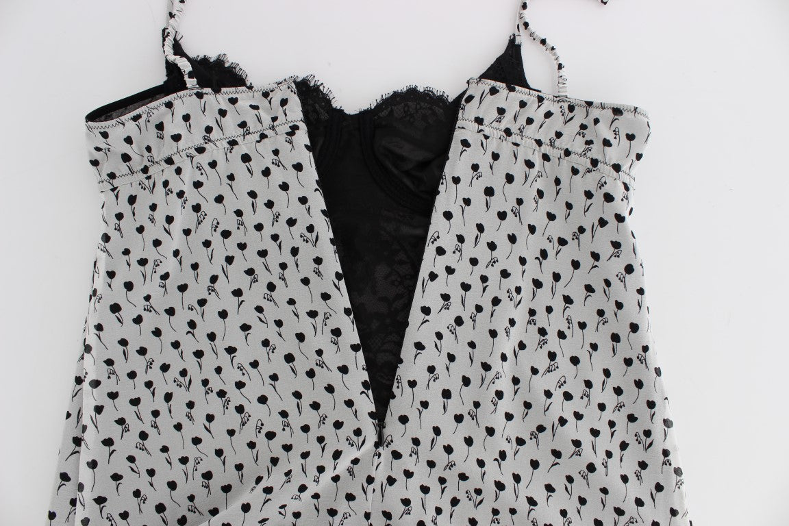 Haut babydoll en dentelle de soie noire Dolce & Gabbana