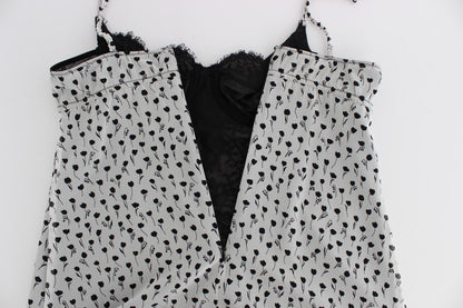 Haut babydoll en dentelle de soie noire Dolce & Gabbana