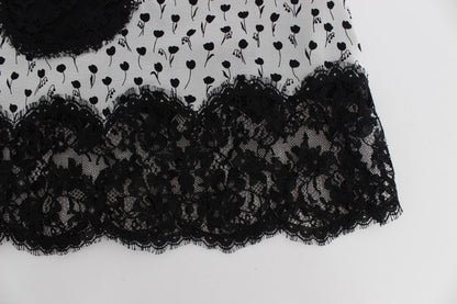 Haut babydoll en dentelle de soie noire Dolce & Gabbana