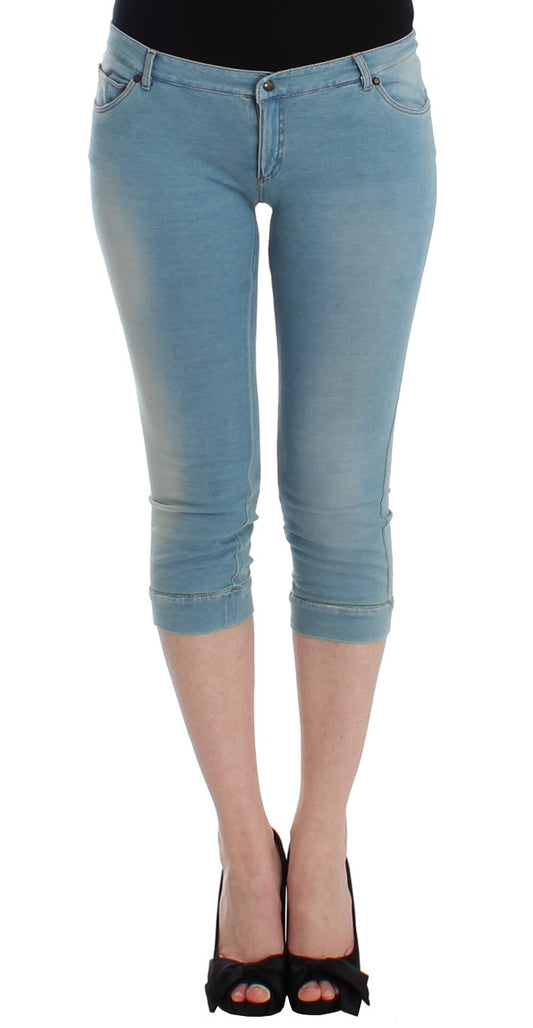 Pantalon capri bleu taille courte en jean d'Ermanno Scervino