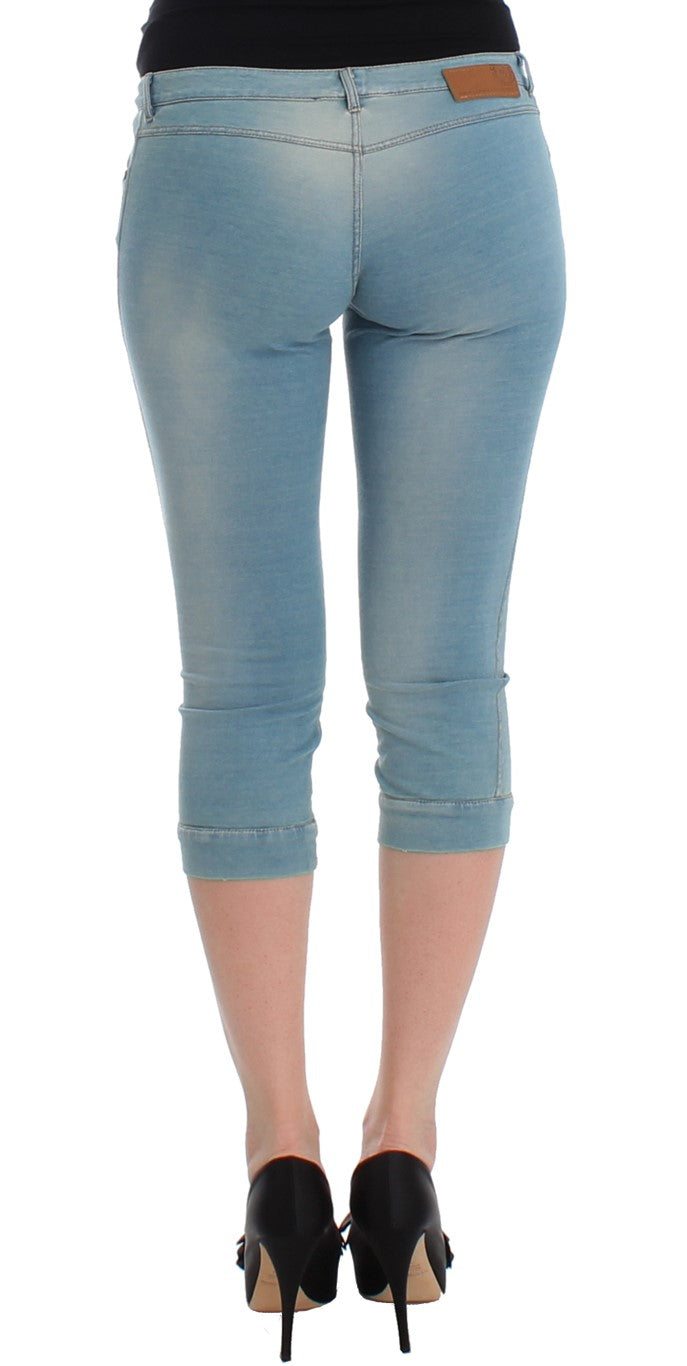Pantalon capri bleu taille courte en jean d'Ermanno Scervino