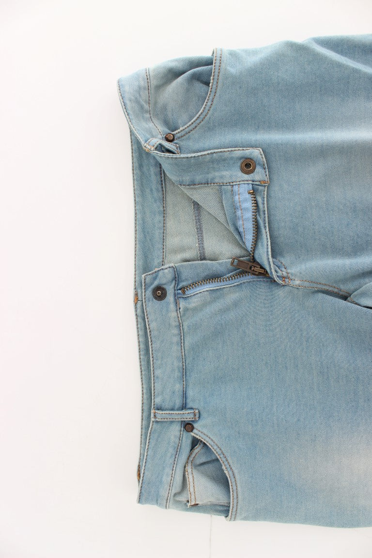 Pantalon capri bleu taille courte en jean d'Ermanno Scervino