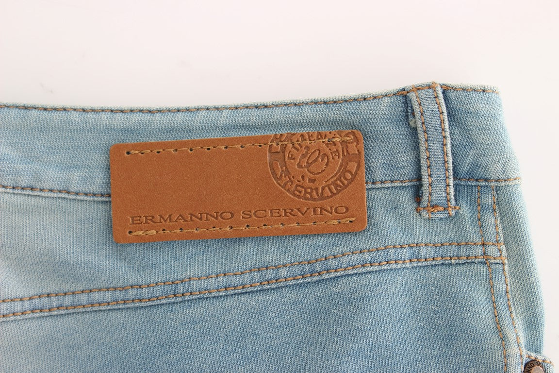 Pantalon capri bleu taille courte en jean d'Ermanno Scervino