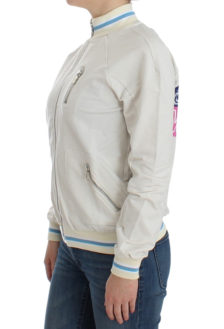 Sweat-shirt cardigan à col montant blanc de John Galliano