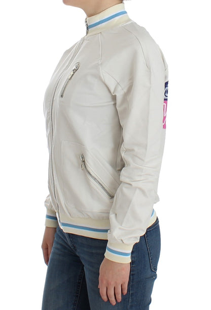 Sweat-shirt cardigan à col montant blanc de John Galliano