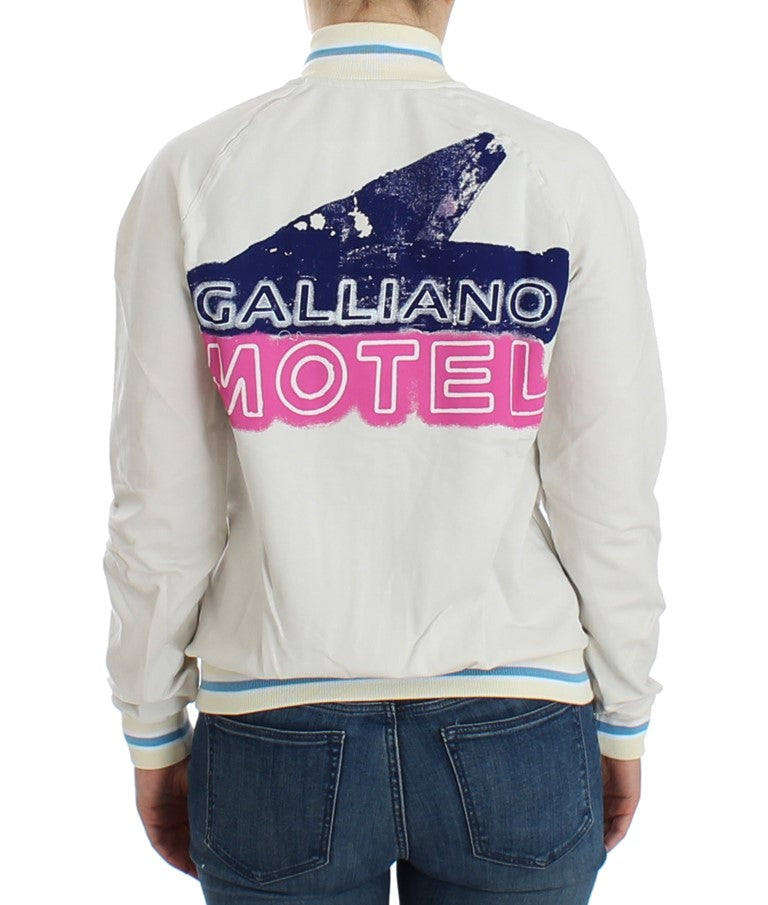 John Galliano Cardigan-Sweatshirt Blanc Col Montant Zippé