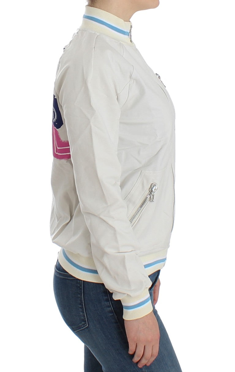 Sweat-shirt cardigan à col montant blanc de John Galliano