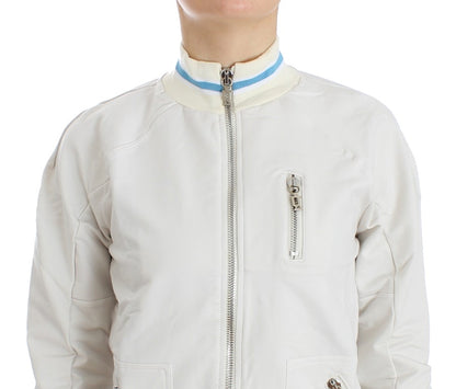 Sweat-shirt cardigan à col montant blanc de John Galliano