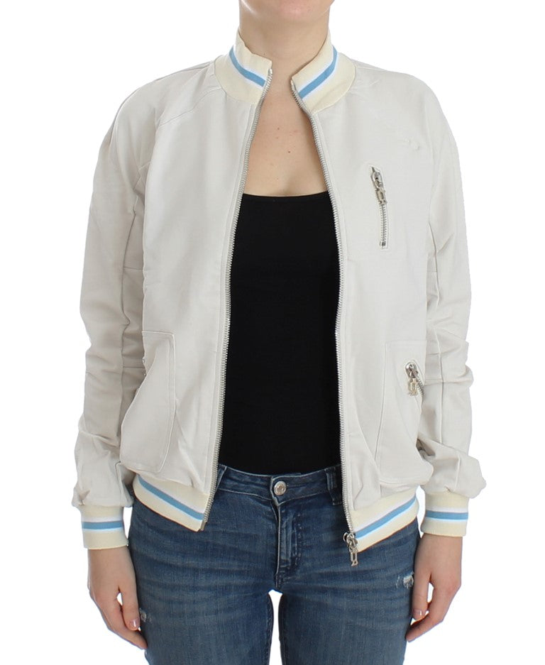 John Galliano Cardigan-Sweatshirt Blanc Col Montant Zippé
